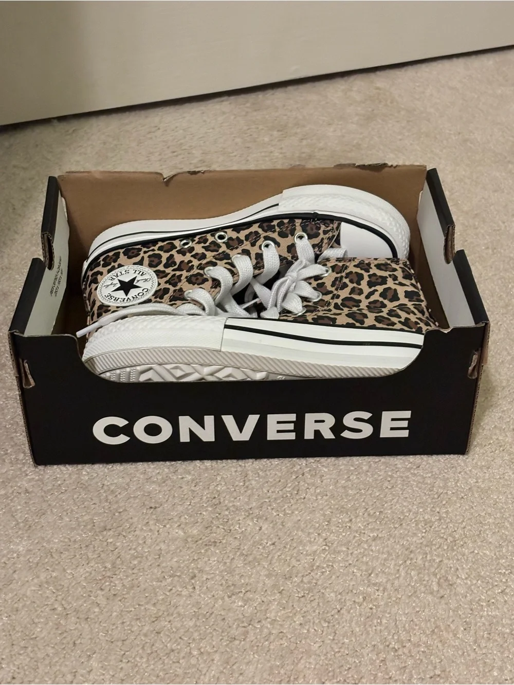 Converse High Top Sneakers - Leopard Print Brown & Black